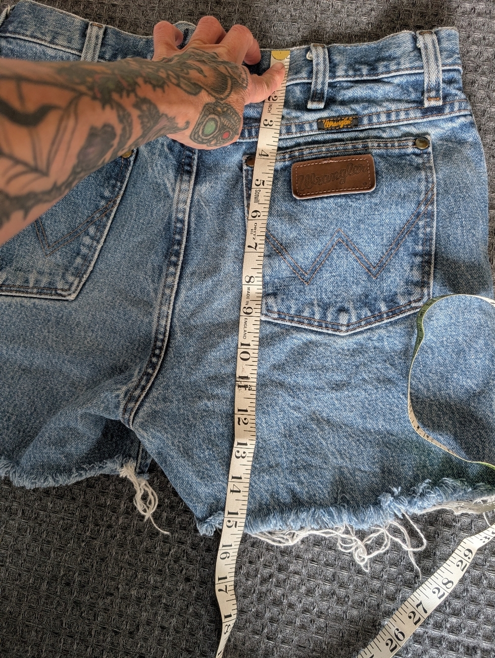 Wrangler Distressed High-Waist Denim Shorts - Light Blue - Picture 10 of 10